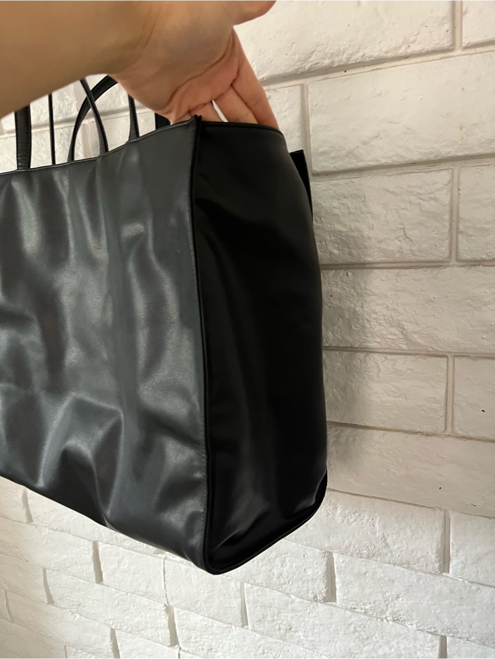 Telfar Large Black Shopping Bag Vegan Leather Embossed Logo Classic Large Tote - Picture 7 of 10